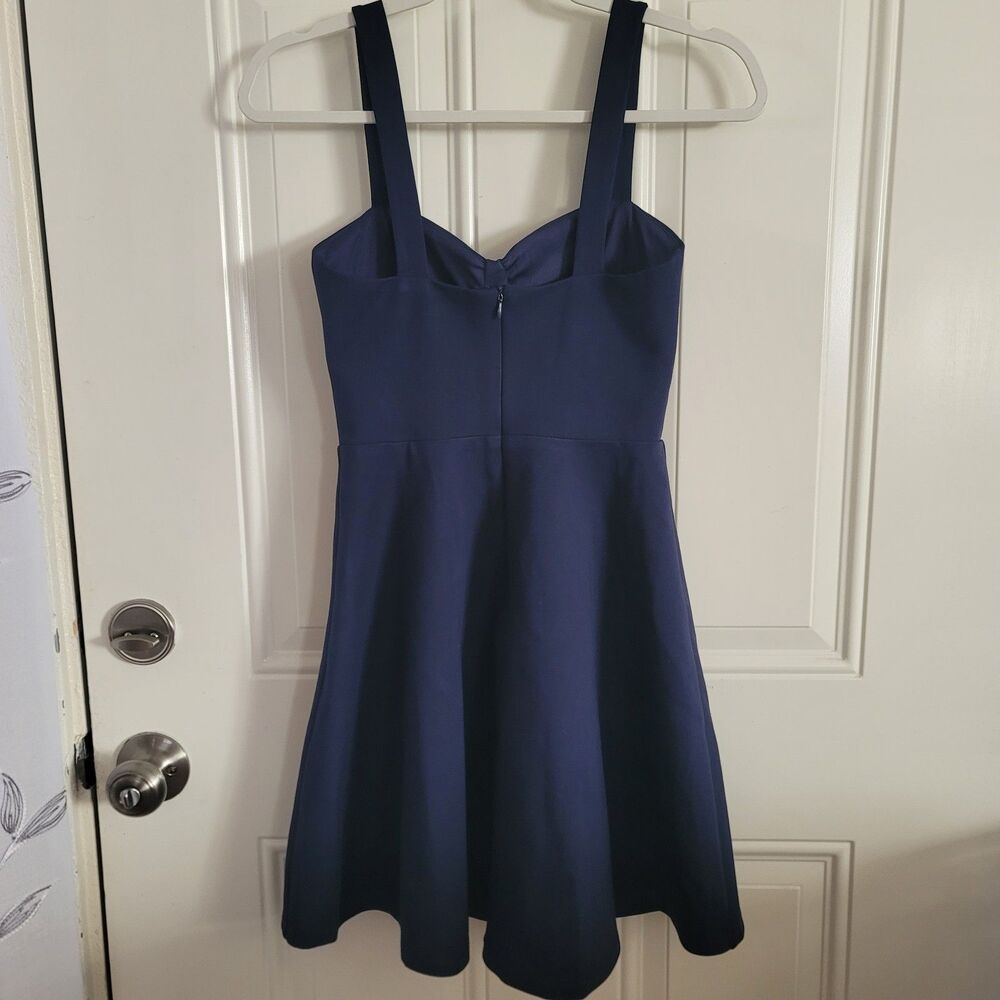 Lulus Lined Sleeveless Skater Dress Navy Blue, Stretch Twirl Party Dance Heart - Picture 6 of 12